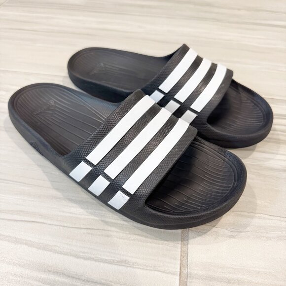 Adidas 3 Stripes Athletic Workout Slides Mens Slip On Sandals Logo Shoes Gym 9 - Picture 7 of 7